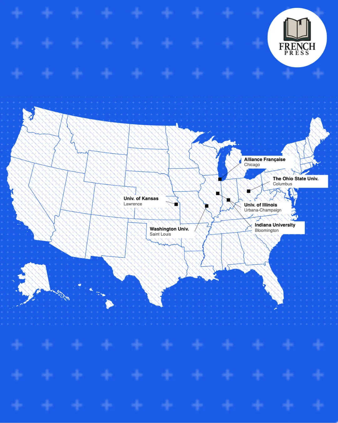Carte des étapes de la tournée dans le Midwest